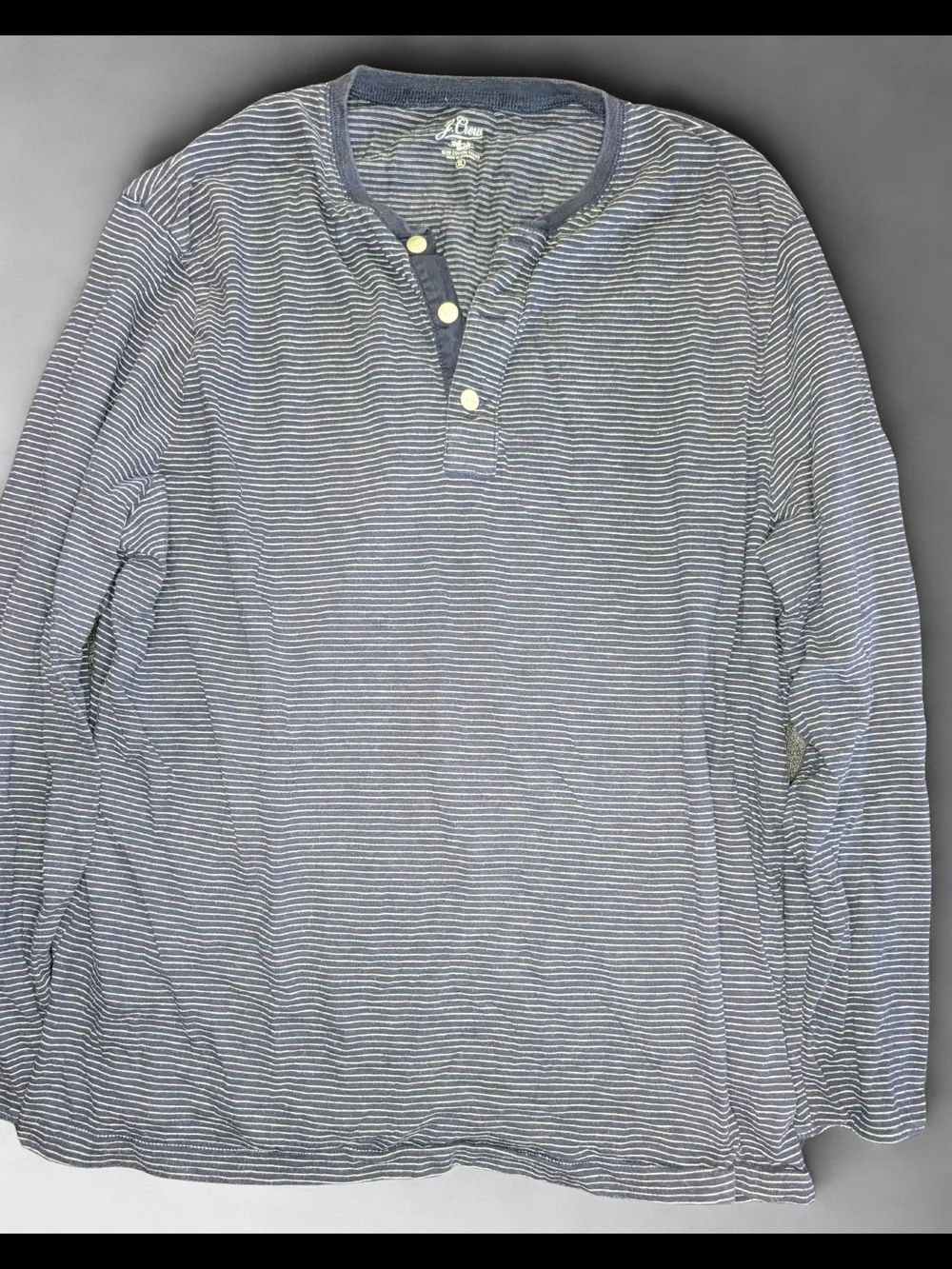 J. Crew Navy and White Striped Long-Sleeve Henley